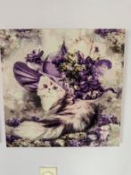 Diamond painting poes met paarse hoed, Ophalen, Zo goed als nieuw, Schilderij, Minder dan 50 cm