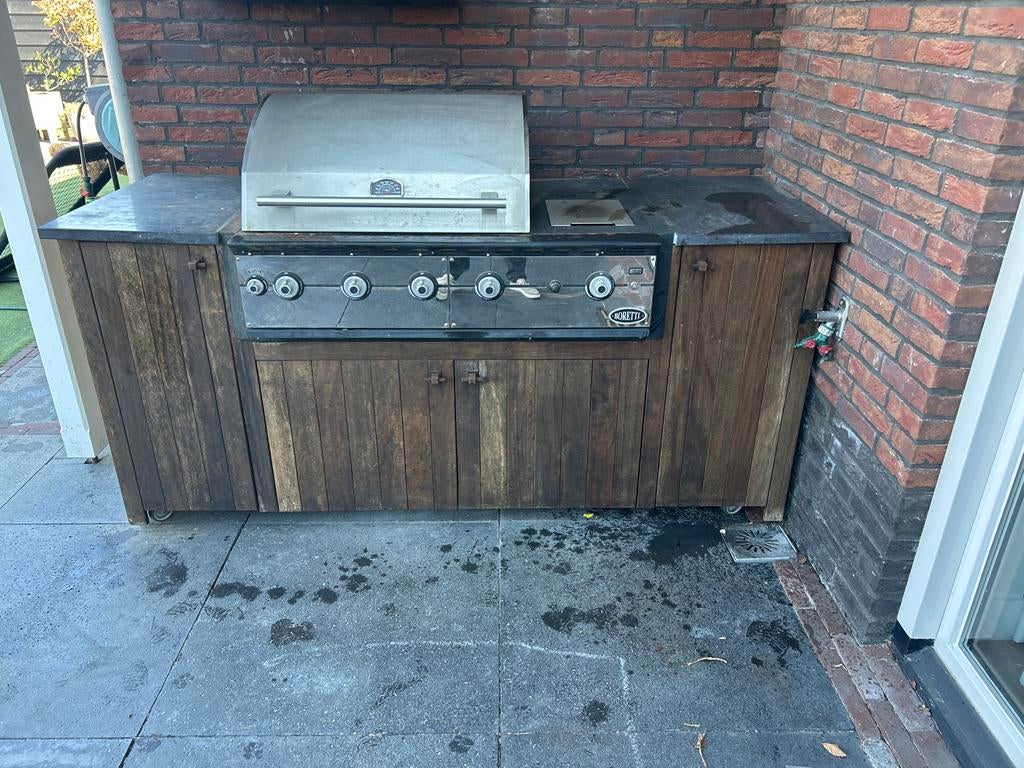 Boretti buitenkeuken BBQ op wieltjes - functioneert goed, Tuin en Terras, Buitenkeukens, Ophalen, Gebruikt, Gas, Vrijstaand