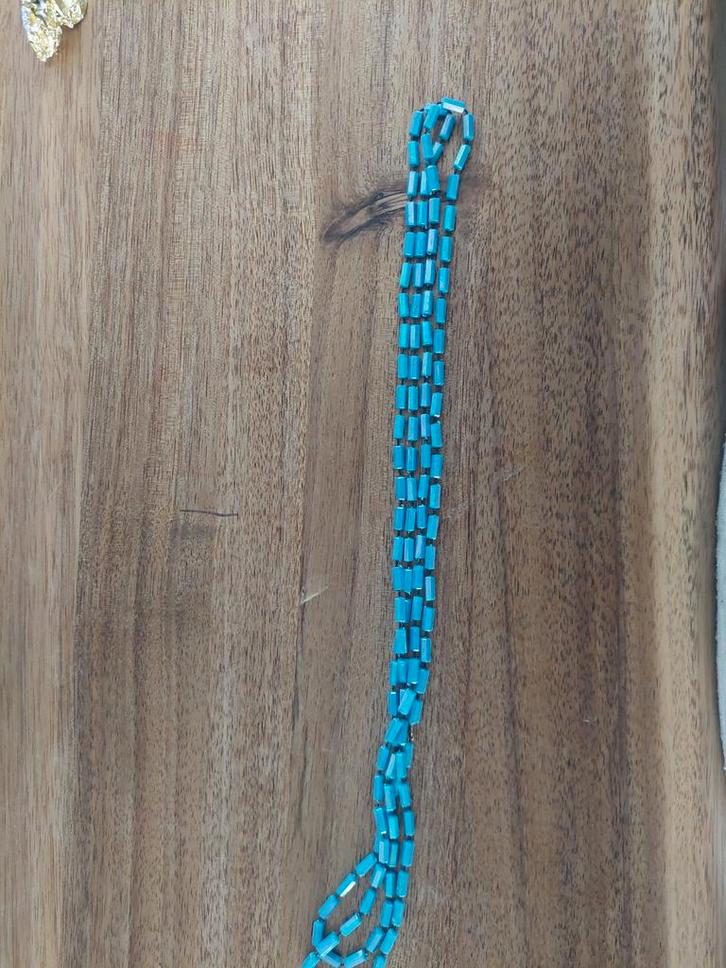 Turquoise kralenketting - Handgemaakt, Sieraden, Tassen en Uiterlijk, Kettingen, Gebruikt, Steen of Mineraal, Blauw, Met edelsteen