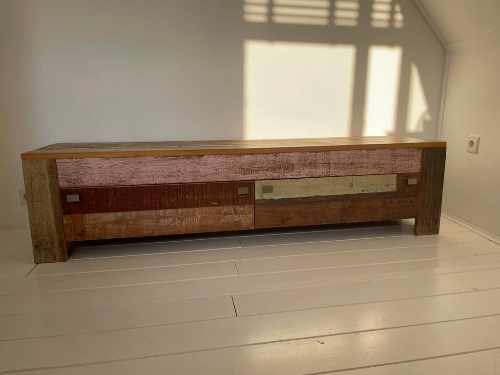 TV Meubel hout , moet weg!, Ophalen, 150 tot 200 cm, Zo goed als nieuw, Minder dan 100 cm