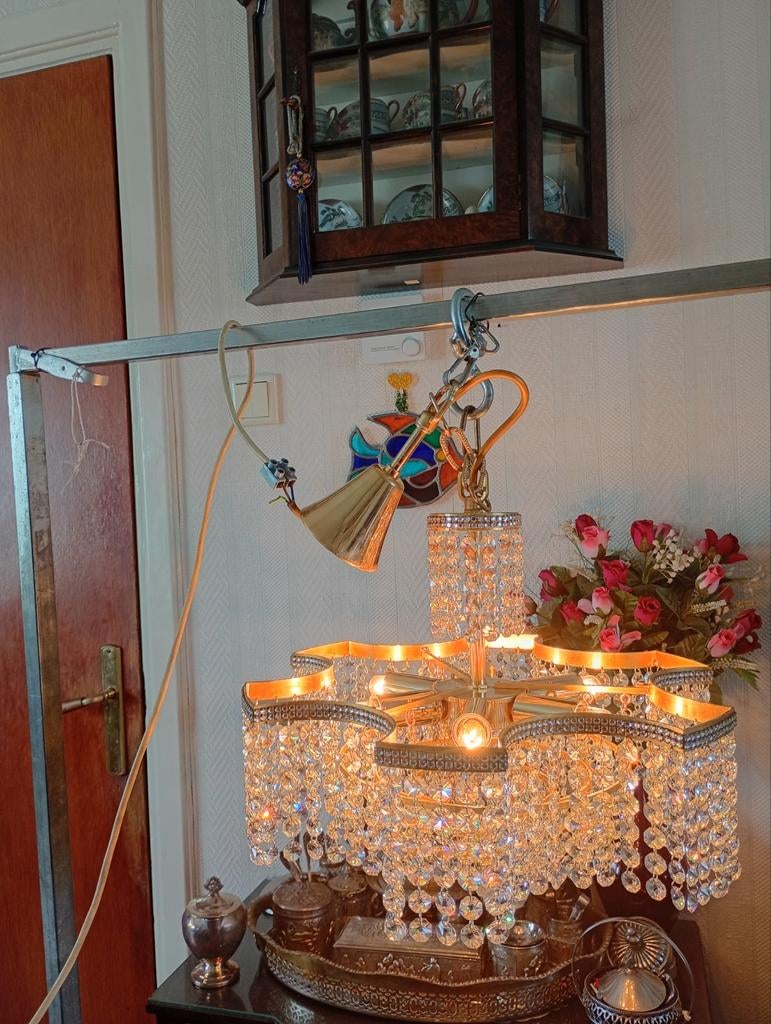 Kristallen kroonluchter, Ophalen of Verzenden, Zo goed als nieuw, Glas, Klassiek