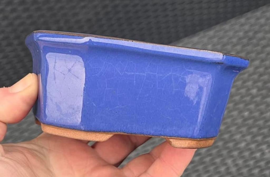 Bonsai schaal lila geglazuurd aardewerk 12,6x10,4x5,5, Tuin en Terras, Bloempotten, Ophalen of Verzenden, Zo goed als nieuw, Aardewerk