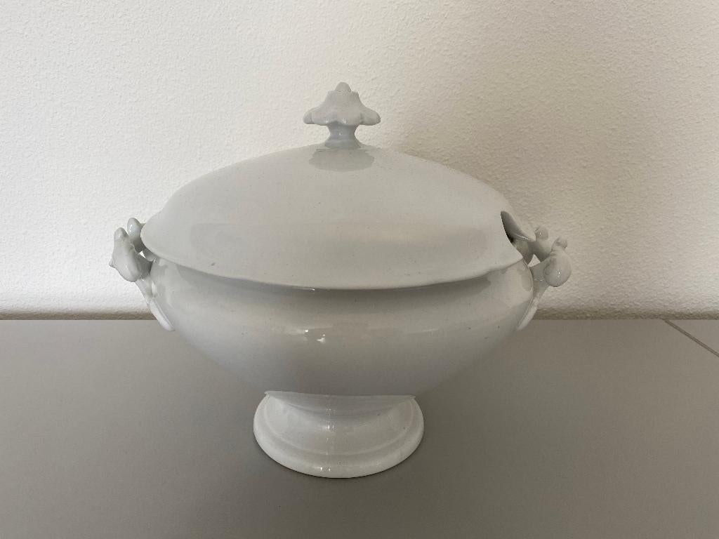 Brocante soepterrine met sierlijke oren Societe Ceramique, Antiek en Kunst, Ophalen of Verzenden