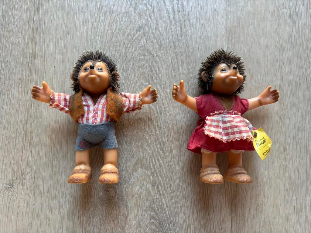 Vintage Steiff egels egel Micki Mecki mit Knopf set van 2, Verzamelen, Ophalen of Verzenden, Zo goed als nieuw