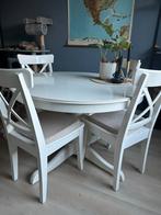 IKEA ROSENTORP uitschuifbare eettafel + 4 stoelen, Huis en Inrichting, Tafels | Eettafels, Ophalen, Gebruikt, 100 tot 150 cm, Rond