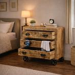 Vintage Verrijdbaar Houten Ladekast Retro Dressoir Mangohout, Huis en Inrichting, Kasten | Ladekasten, Retro, Vintage, Balinees, Industrieel, Bali