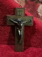 Antiek houten kruisbeeld ❤️ met koperen corpus, Ophalen of Verzenden