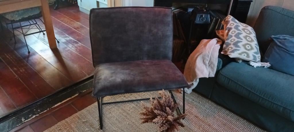 Fauteuil Coco 1.5-zits Stof Rawhide Grijs, Gunmetal frame, Huis en Inrichting, Fauteuils, Zo goed als nieuw, Metaal, Stof, 75 tot 100 cm