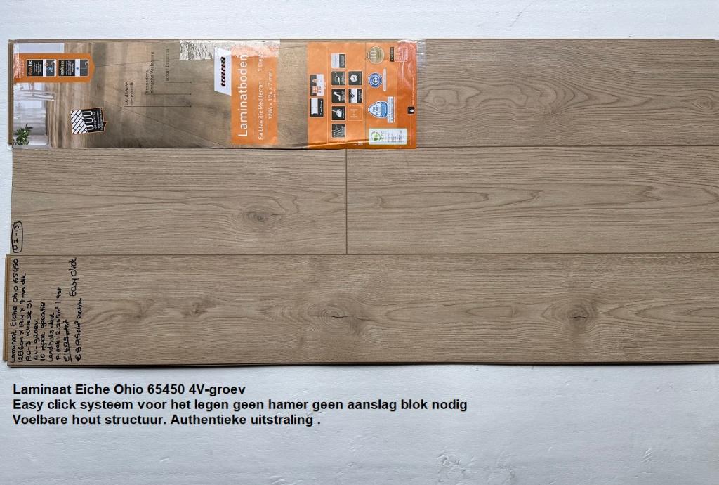 Laminaat Eiche Ohio natuur Easy click systeem €8,95p/m2, Bruin, 75 m² of meer, Nieuw, Ophalen of Verzenden