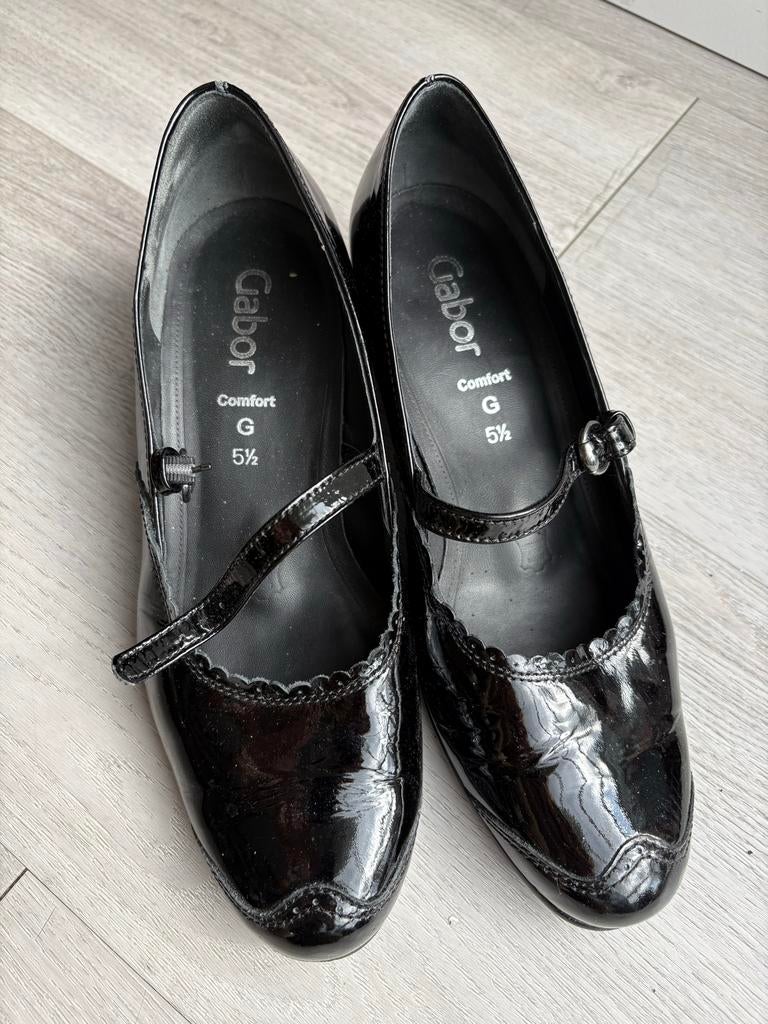 Gabor Zwarte Lak Schoenen Maat 5 1/2 Breedte G, Ophalen of Verzenden, Gedragen, Zwart, Schoenen met lage hakken