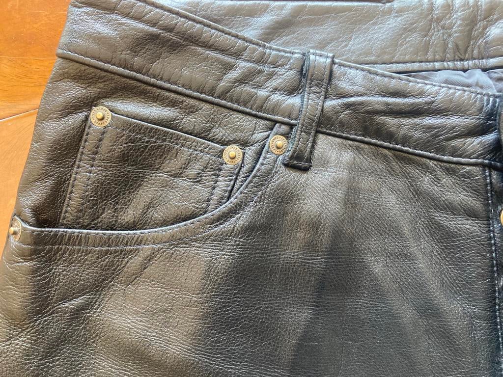 Boterzachte gladde leren jeans mt 32 €35,incl verz postnl, Verzenden, Zo goed als nieuw, Zwart, W32 (confectie 46) of kleiner