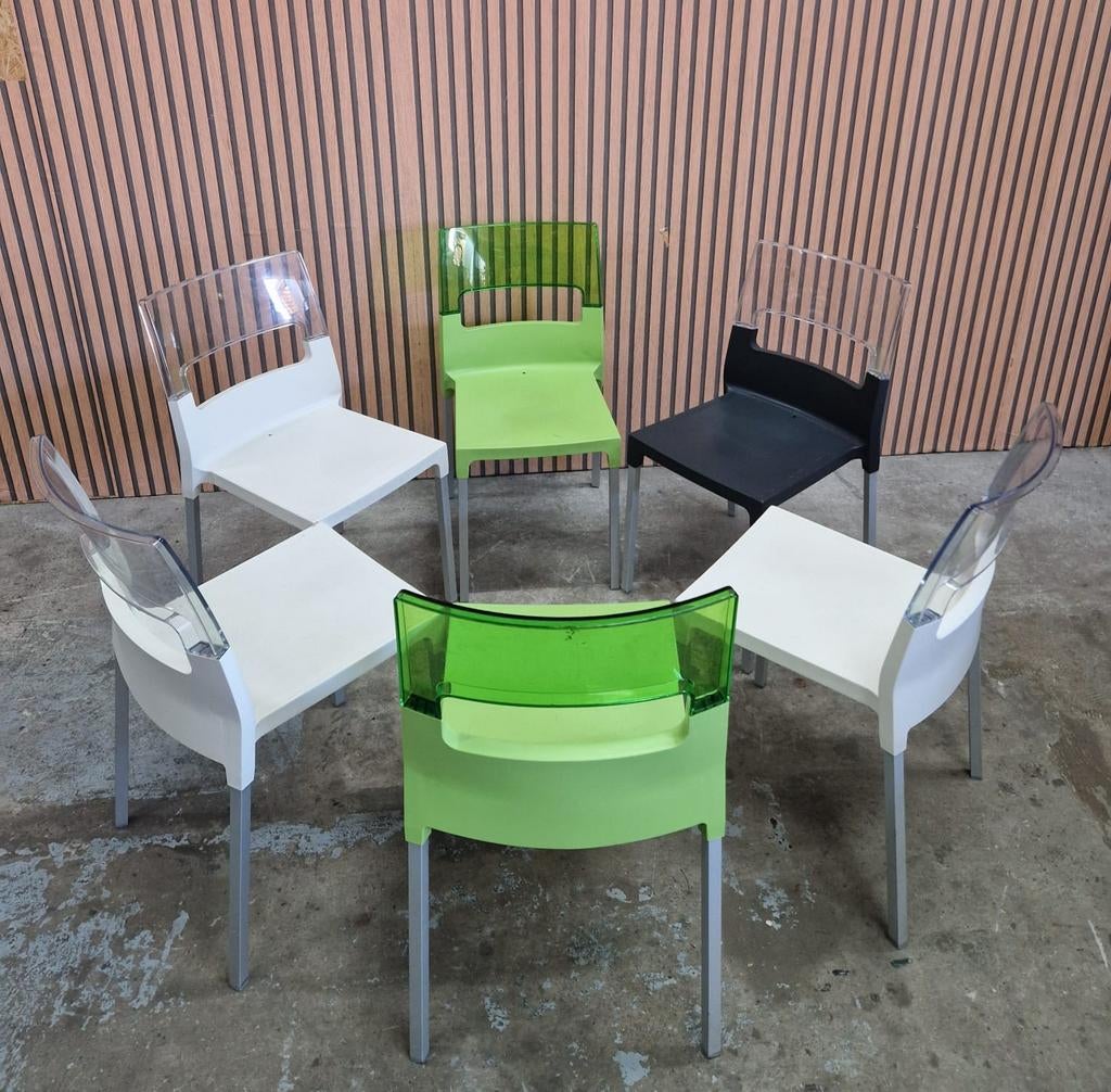 11 x Jenny Scab stoelen kunststof terras kantine horeca cafe, Kunststof, Overige kleuren, Ophalen of Verzenden, Zo goed als nieuw