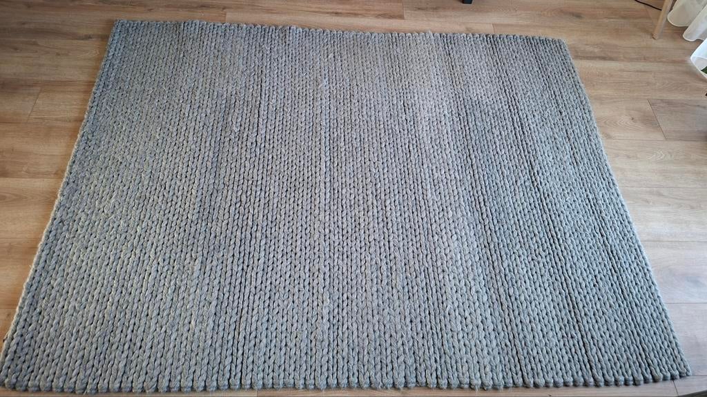 Grijs gebreid vloerkleed, Ophalen, 150 tot 200 cm, 200 cm of meer, Grijs
