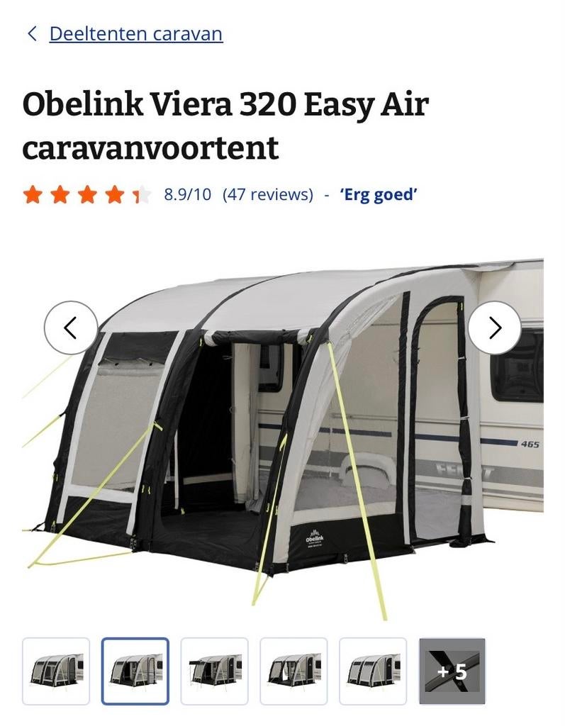 Obelink Viera 320 Easy Air caravanvoortent, Ophalen, Zo goed als nieuw, Polyester, Overige merken