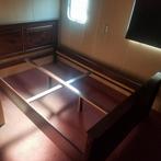 Houten bedframe - 140x200 cm - Donkerbruin, Ophalen, Gebruikt, Bruin, Klassiek