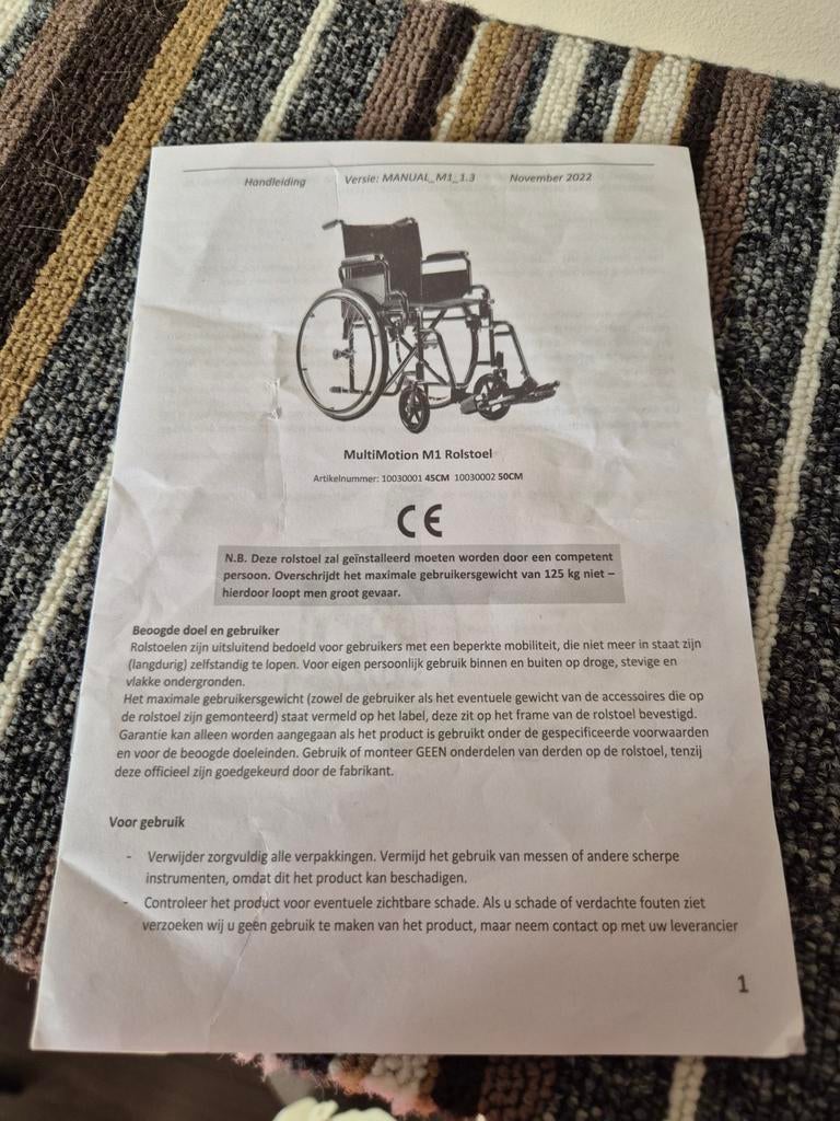 Voetsteunen rolstoel met handleiding, Ophalen of Verzenden, Inklapbaar, Gebruikt, Duwrolstoel