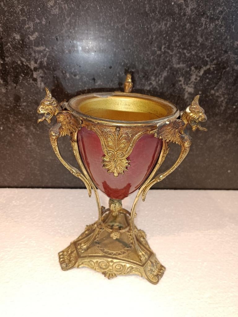 Antiek Napoleon III Tafelornament met Draken en Emaille, Antiek en Kunst, Ophalen of Verzenden