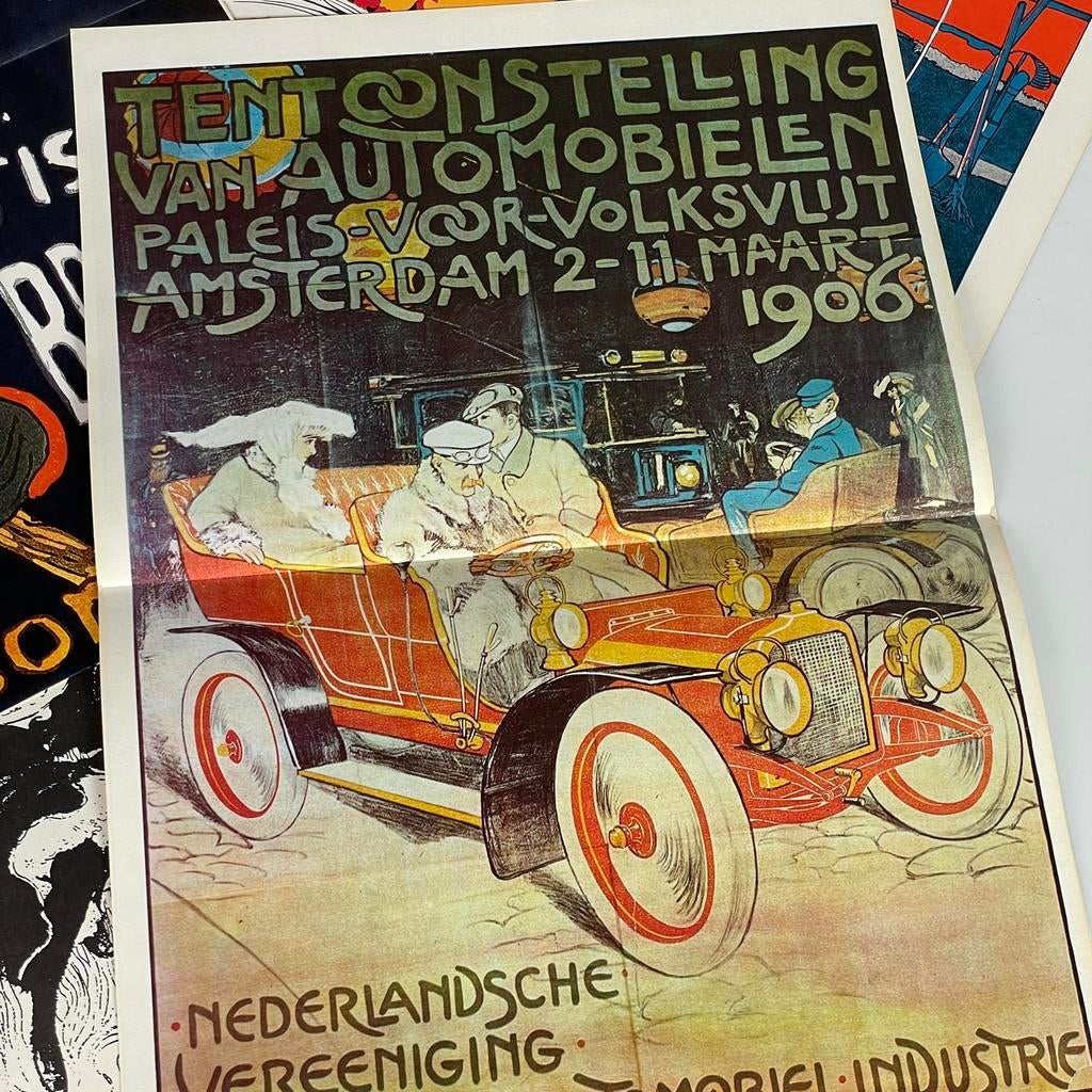 Jugenstil auto affiche autotentoonstelling, Ophalen