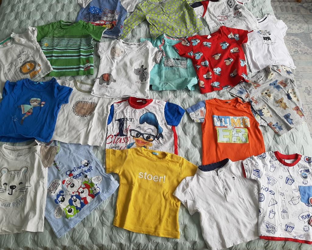 18 T Shirts Korte Mouwen (maat 74-80), Kinderen en Baby's, Babykleding | Maat 74, Ophalen of Verzenden, Gebruikt, Jongetje, Overige typen