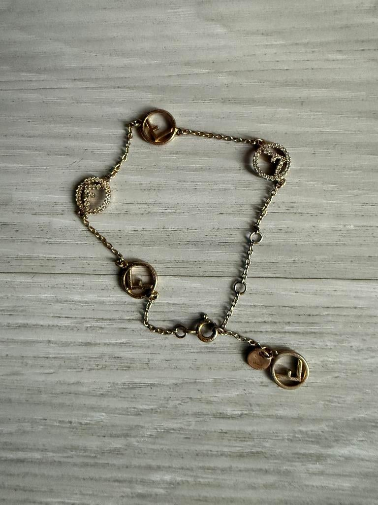 Fendi armband O lock strass, Ophalen, Overige materialen, Zo goed als nieuw, Goud