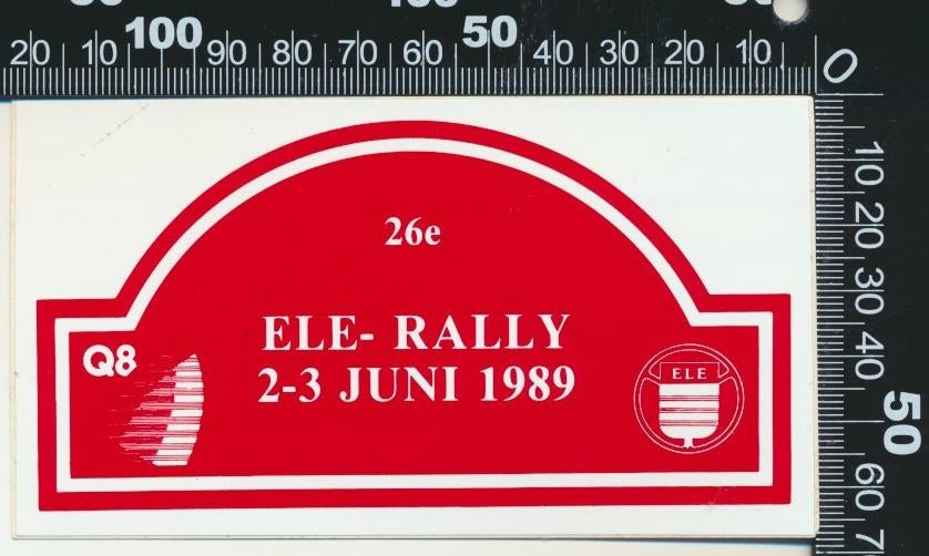 Sticker: Ele Rally 1989, Verzamelen, Stickers, Zo goed als nieuw, Auto of Motor, Ophalen of Verzenden