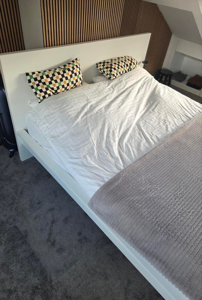 IKEA Hemnes Tweepersoonsbed inclusief lattenbodem, Ophalen, Gebruikt, Wit, Tweepersoons