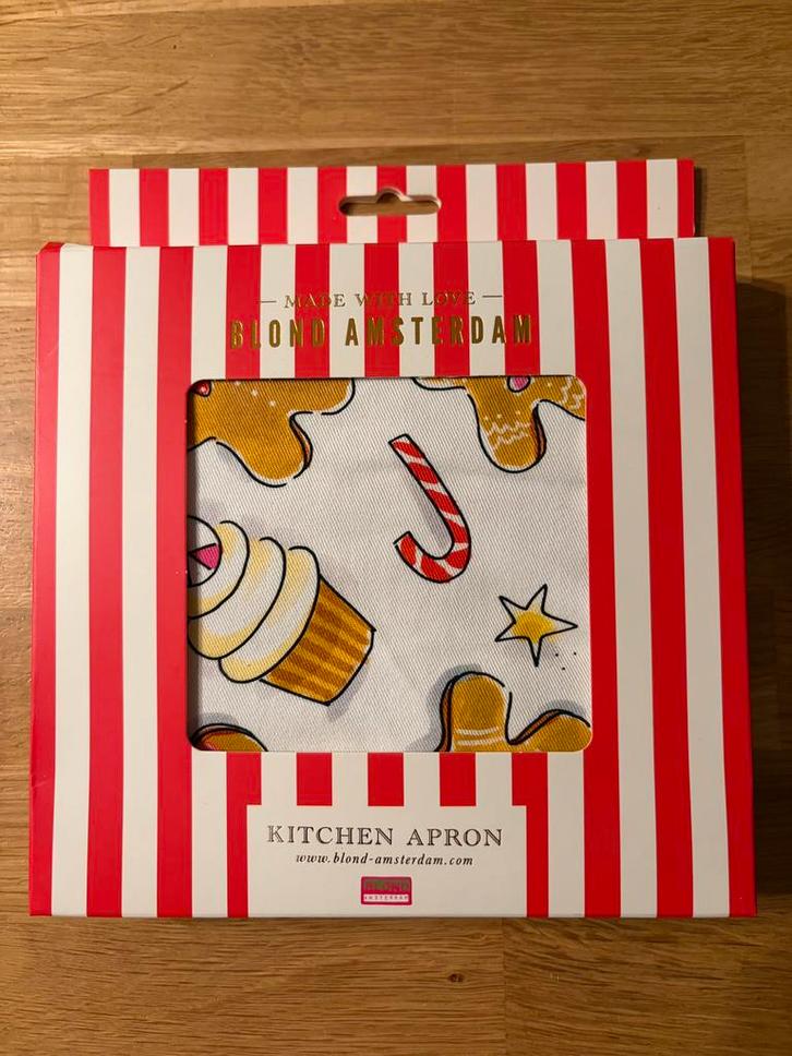 Blond Amsterdam keukenschort/ schort/ nieuw in doosje, Huis en Inrichting, Keuken | Servies, Nieuw, Blond Amsterdam, Ophalen of Verzenden