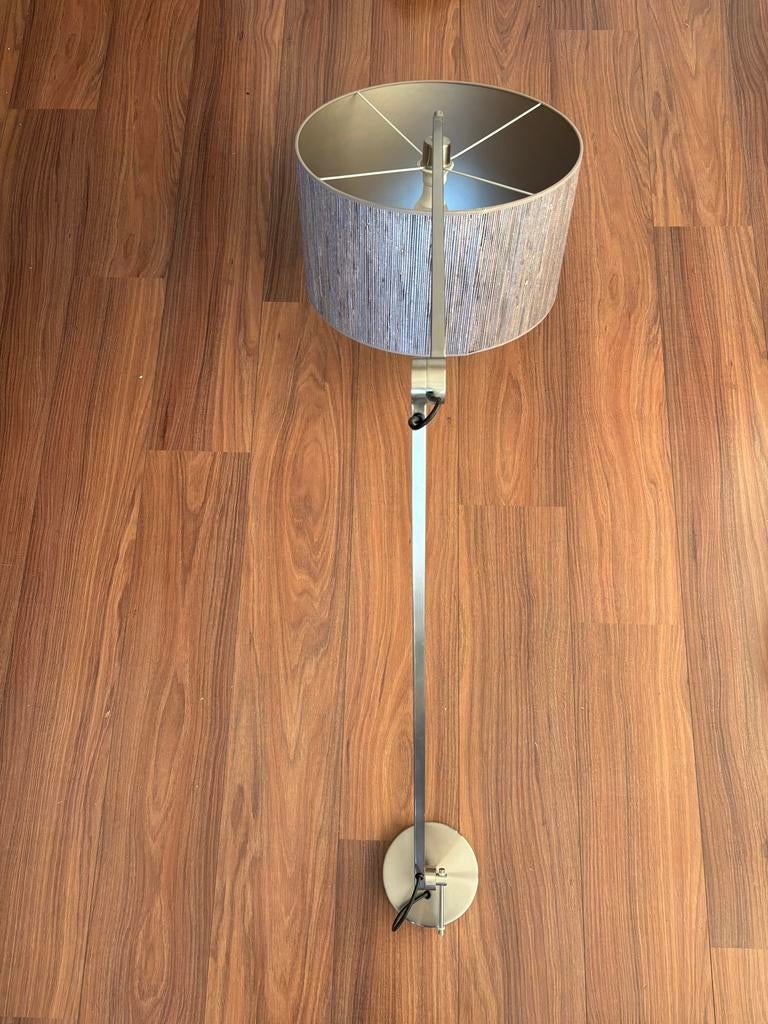 Plafondlamp met verstelbare arm en taupe glimmende kap, Ophalen, Zo goed als nieuw, Metaal