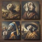 Weimaraner Rembrandt stijl onderzetters met houder, Ophalen of Verzenden, Nieuw, Glas of Kopje