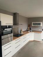Moderne hoekkeuken met houten blad, Ophalen, Gebruikt, Wit, Hoekkeuken