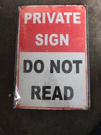 Metalen bord - Private Sign - 30 x 20 cm, Huis en Inrichting, Ophalen of Verzenden, Nieuw