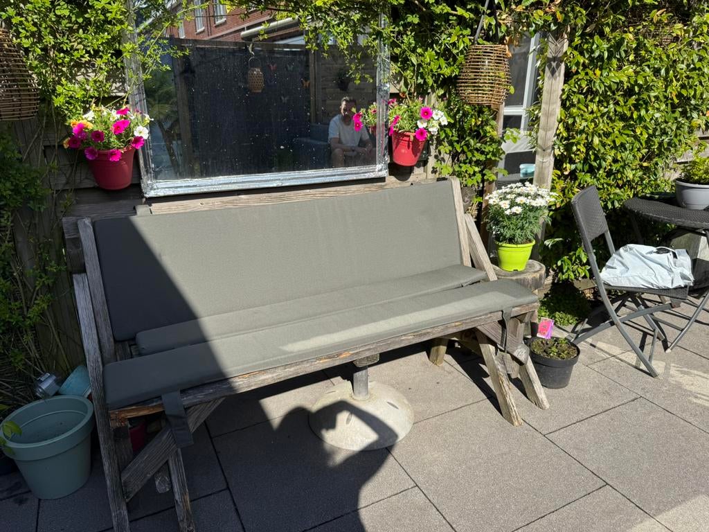 Douglas tuinbank uitklapbaar tot picknickbank, Tuin en Terras, Picknicktafels, Ophalen, Zo goed als nieuw, Inklapbaar, Rechthoekig