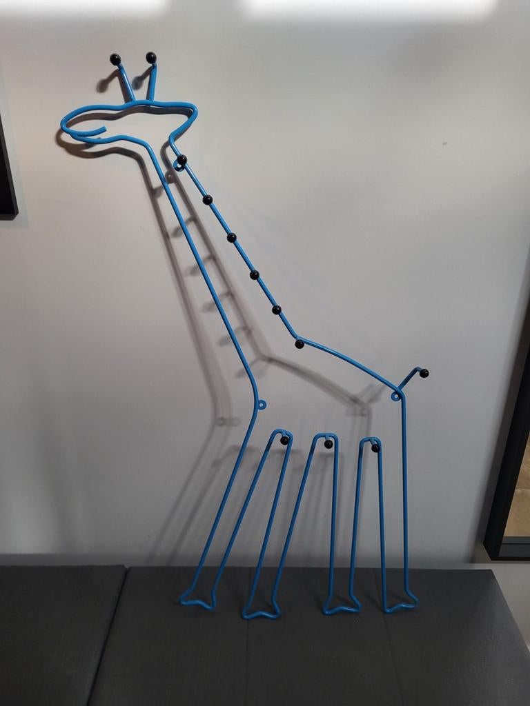 Vintage blauwe draadstaal giraf kapstok IKEA jaren 90, Huis en Inrichting, Woonaccessoires | Kapstokken, Ophalen of Verzenden