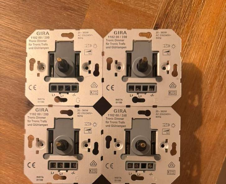 Nog 4x GIRA Tronic dimmer 20-360W – goed werkend, Ophalen of Verzenden, Zo goed als nieuw, Overige typen