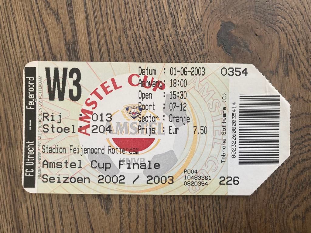 TICKET FC UTRECHT-FEYENOORD BEKERFINALE 2003, Ophalen of Verzenden, Zo goed als nieuw, Feyenoord, Overige typen