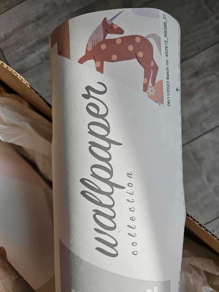 Roomblush behang unicorn, Huis en Inrichting, Stoffering | Behang, minder dan 10 m², Ophalen of Verzenden