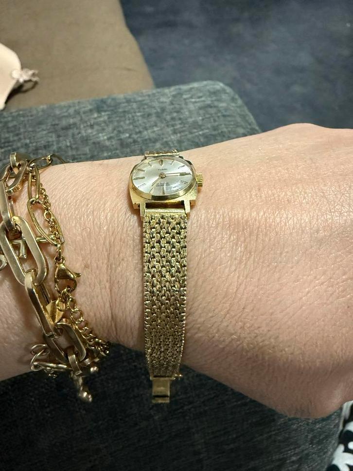 Gouden dames horloge 14 karaat, Sieraden, Tassen en Uiterlijk, Horloges | Dames, Gebruikt, Polshorloge, Overige merken, Goud, Ophalen of Verzenden