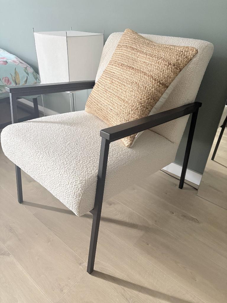 Witte design fauteuil, Ophalen, Nieuw, 75 tot 100 cm, Stof