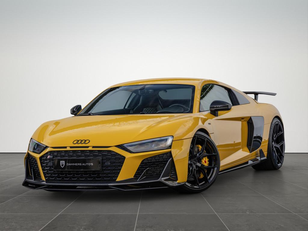 Audi R8 5.2 Performance 620pk Quattro Carbon Quiksilver Voss, Auto's, Automaat, Gebruikt, Euro 6, Leder