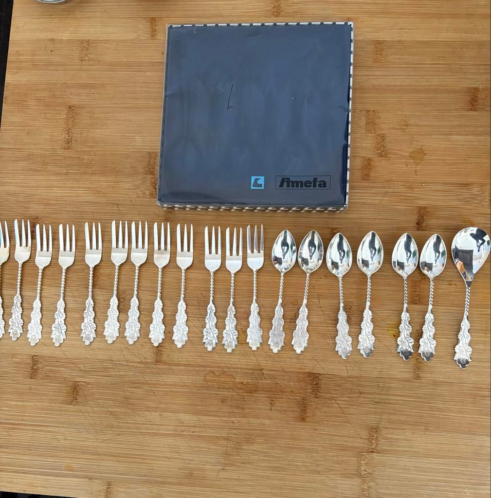 Verzilverde lepeltjes en vorkjes van Amefa, Antiek en Kunst, Ophalen