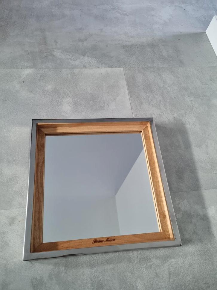 Riviera Maison spiegel met hout en aluminium, Huis en Inrichting, Woonaccessoires | Spiegels, Zo goed als nieuw, Minder dan 50 cm