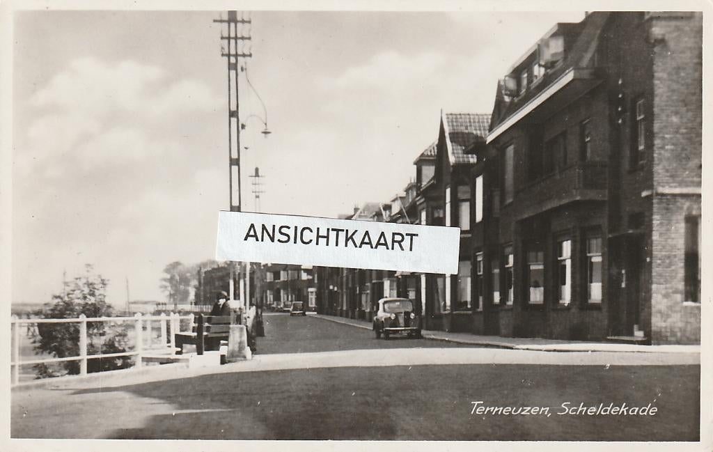 Ansichtkaart Terneuzen - Scheldekade - fotokaart - auto, Verzamelen, Ansichtkaarten | Nederland, Verzenden, 1940 tot 1960, Ongelopen