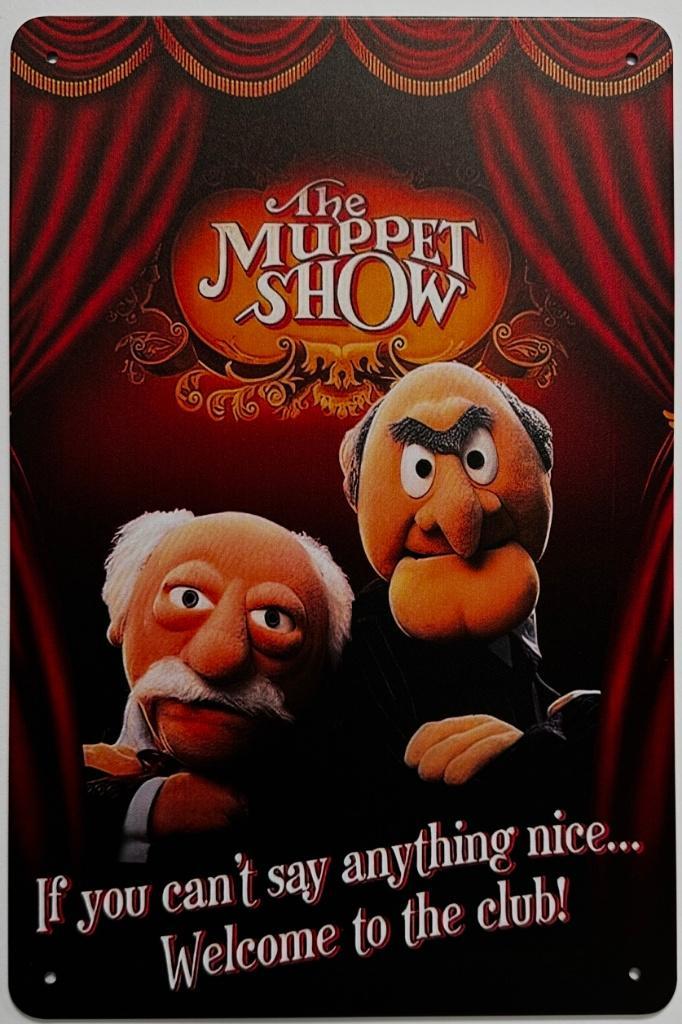 The Muppet Show Statler Waldorf reclamebord van metaal deco, Verzamelen, Film en Tv, Nieuw, Poster, Ophalen of Verzenden