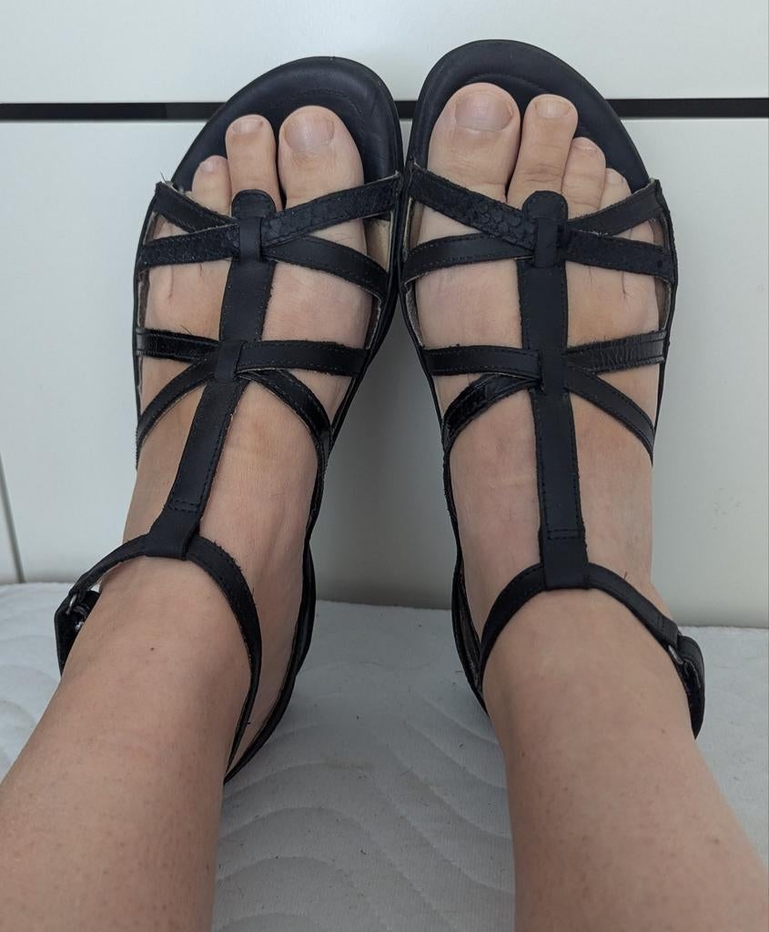Ecco leren sandalen maat 40, Kleding | Dames, Schoenen, Ecco, Zwart, Gedragen, Sandalen of Muiltjes