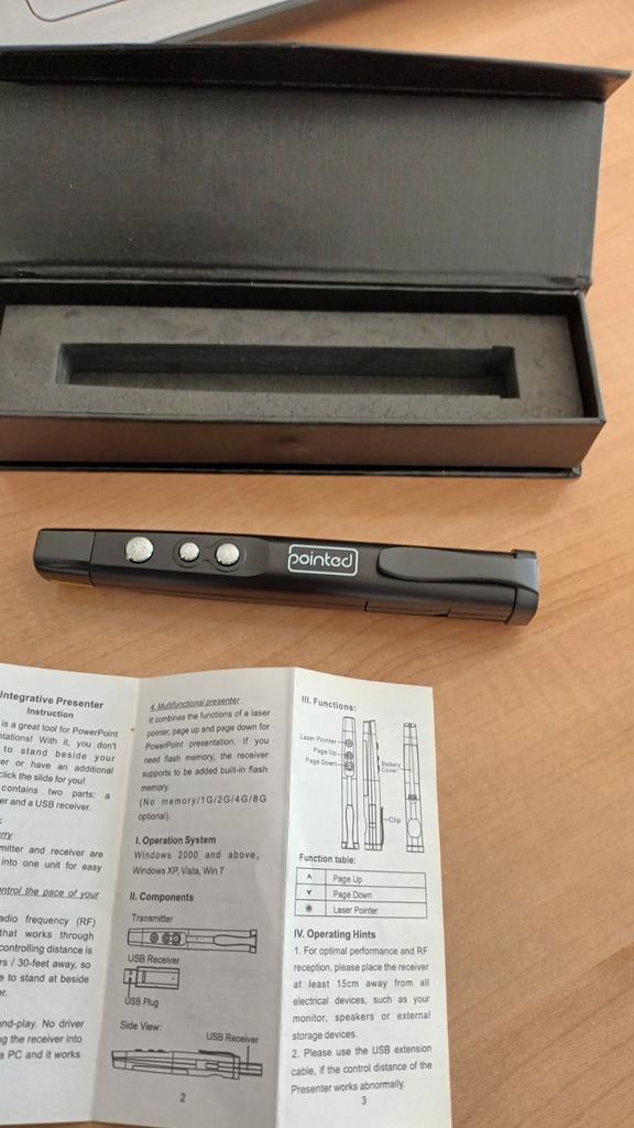 Pointed Presenter met Laserpointer en USB-ontvanger, Computers en Software, Presenters, Ophalen of Verzenden, Nieuw, Pointed, MacOS