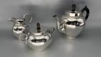 Zilveren theeservies met parelranden, A. Bonebakker, Ophalen of Verzenden, Zilver