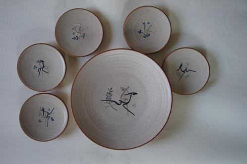 vintage keramiek AmHa Retro Herten veulen bord set gebakstel, Antiek en Kunst, Antiek | Schalen, Ophalen of Verzenden