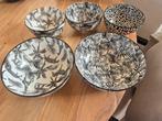 5 mooie schalen met leuk zwart/wit design, Ophalen of Verzenden, Zo goed als nieuw, Overige stijlen, Schaal of Schalen