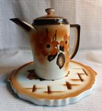 Oude grote chocoladekan en dienblad art deco. Keramiek, Antiek en Kunst, Antiek | Servies los, Ophalen of Verzenden