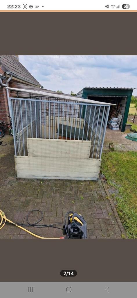 Gegalvaniseerde hondenkennel met nachthok., Dieren en Toebehoren, Hondenhokken, Zo goed als nieuw, 100 cm of meer, 110 cm of meer